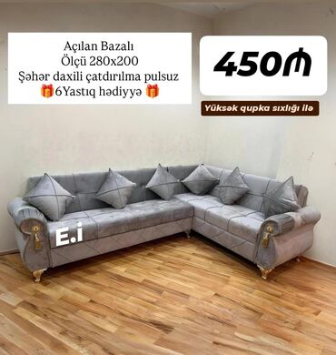 Divanlar: Künc divan, Açılan, Bazalı, Şəhərdaxili pulsuz çatdırılma