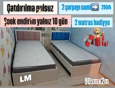 alaca mebel: Məhsul: 2 ədəd uşaq/yekə ölçülü tək çarpayı dəsti Ölçü: 90 sm x 2 m — 1