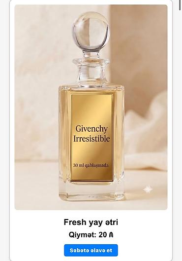 Məhsul: 30 ml qablaşdırmada qadın ətirləri Növlər: - Givenchy