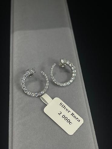 Серебряные серьги: Серебряные серьги, Проба 925, Фианит, Женские — 11