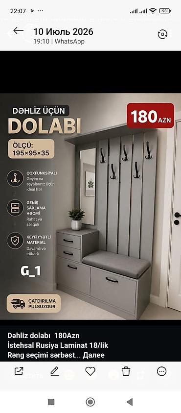 Dəhliz üçün çoxfunksiyalı dolab. Geyim, çanta və gündəlik əşyaların