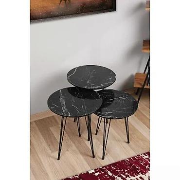 forma garniture: KLUB STOLOVI SET 3 KOMADA NOVI STOCICI METAL-MDF TOP PONUDA | Cene — 4