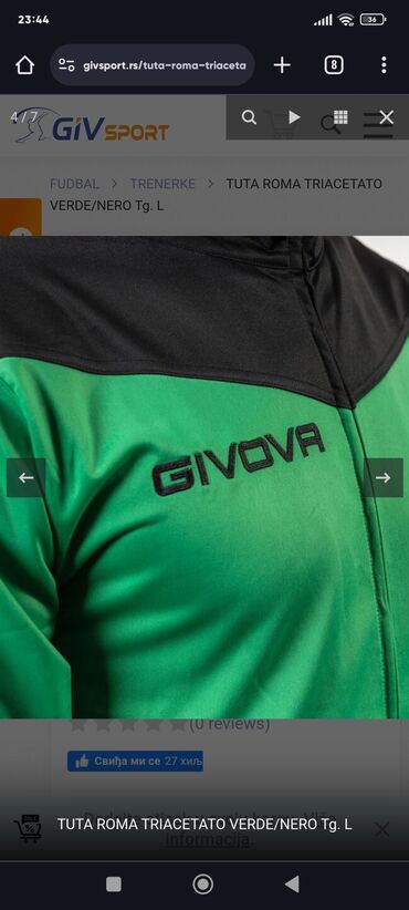 trenerke muške: Men's Sweatsuit Givova, XL (EU 42), color - Green