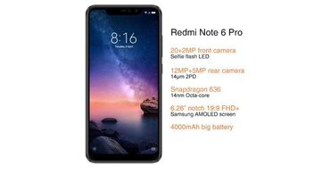 электро мясорубки: Redmi, Redmi Note 6 Pro, Колдонулган, 32 ГБ, түсү - Алтын, 2 SIM