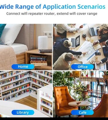 Modemi, ruteri i mrežni uređaji: Wi‑Fi 6 repetitor/ekstender sa 6 antena – Ourlife, u crnoj i beloj — 8