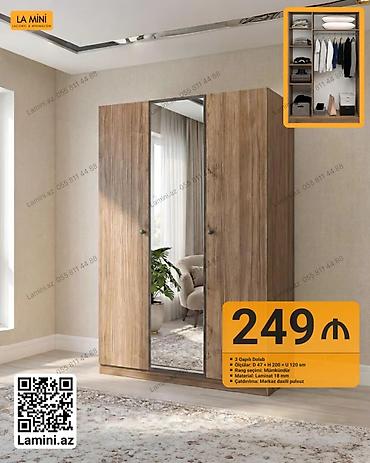 Ev və bağ: 3 qapılı paltar dolabı - Ölçülər: D 47 × H 200 × U 120 sm - Rəng — 1