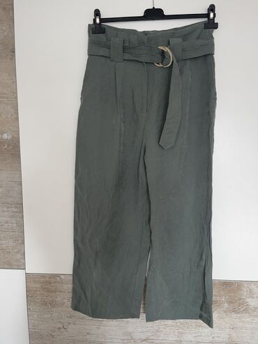 pantalone boja maslinasto zelena kvalitetne super meka: M (EU 38), Visok struk, Šalvare