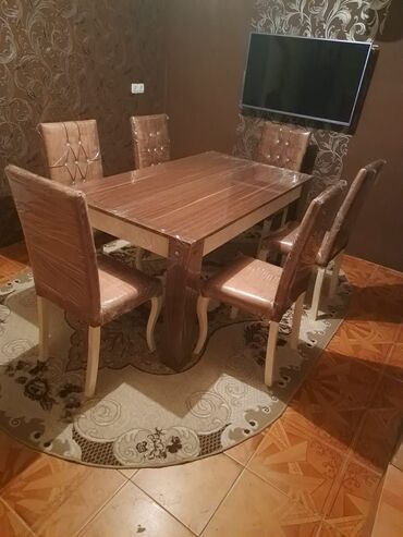 işlenmiş stol stul: Qonaq otağı üçün, İşlənmiş, Kvadrat masa, Azərbaycan