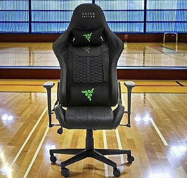 Игровые кресла: Игровое кресло, Новый, С колесиками, цвет - Черный, Кожа — 1