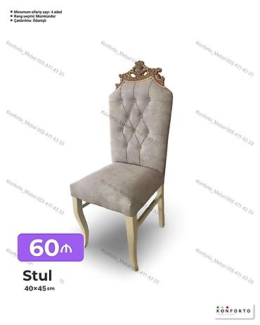 duyu: Stul – 40×45 sm - Yumşaq parça üzlük, kapitone (daş düyməli) bel — 1