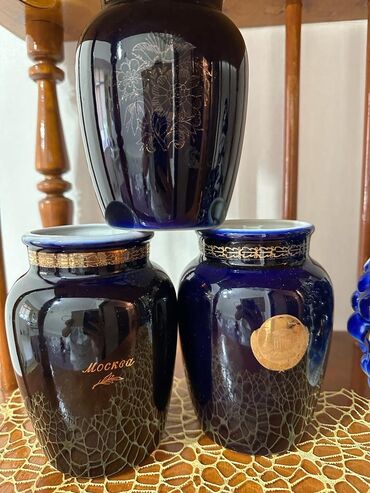 вазы хрусталь: Кобальтовые вазы ЛФЗ