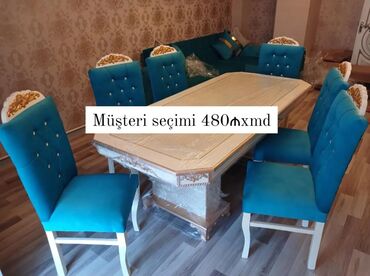 stol ve stullar: Qonaq otağı üçün, Yeni, Açılmayan, Oval masa, 6 stul