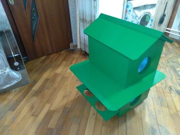 Yuvalar: Rəngli taxta heyvan evi/budaq evciyi - Material: taxta konstruksiya — 4