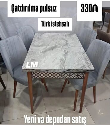 Masa və oturacaq dəstləri: Mətbəx üçün, Yeni, Açılan, Dördbucaq masa, 4 stul