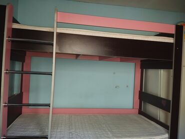 İkimərtəbəli uşaq çarpayıları: Oğlan və qız üçün, Çarpayı, Matras ilə, Siyirməli, MDF — 9