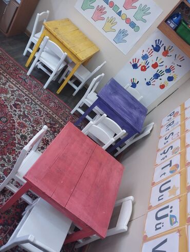 Другая детская мебель: Baxça masa desti 110 manat 3 stol və 12 stul ünvan Masazır Meryem