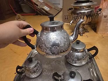 Çay dəsti, rəng - Gümüşü, Metal