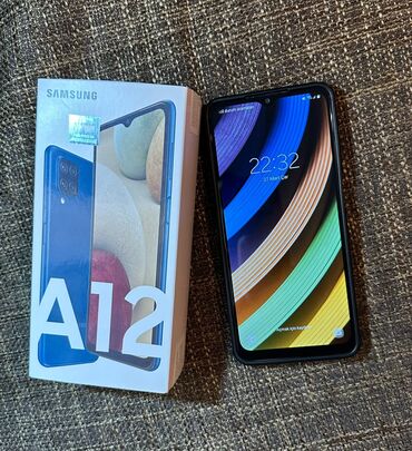 samsung z540: Samsung Galaxy A12, 32 GB, rəng - Göy, Sensor, Barmaq izi, İki sim kartlı