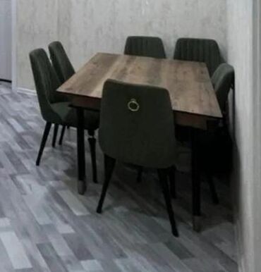 acilan stol: Qonaq otağı üçün, İşlənmiş, Açılan, Dördbucaq masa, 6 stul, Türkiyə