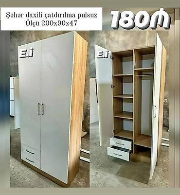 gold mobilya: İki qapılı paltar şkafı - Ölçü: 200 x 90 x 47 sm - Korpus: ağ ön — 1