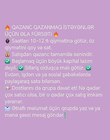 evlere paketleme işi: Satış məsləhətçisi tələb olunur, Təcrübəsiz, İşəmuzd ödəniş — 1