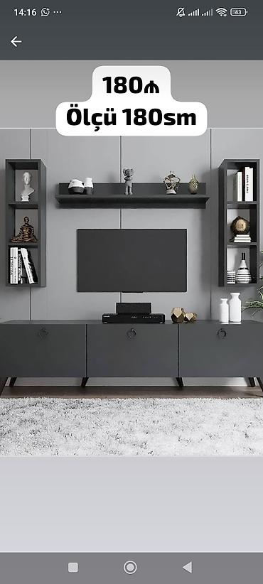 TV altlığı: TV stend dəsti – ölçü 180 sm - 180 sm enində müasir TV stend və asma — 2