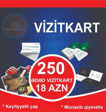 Tədbirlərin təşkili: Kompaniya laminasiyali vizitkart 250 eded cemi 18 azn instagram