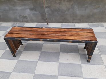 Skameykalar, lavoçkalar: Metall karkaslı skamya - Dizayn: Düz xəttli, arxalıqsız, 4 taxtalı — 22