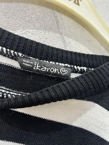 karona: Zolaqlı trikotaj sviter – Park Karon - Rəng: qara-ağ - Material — 2