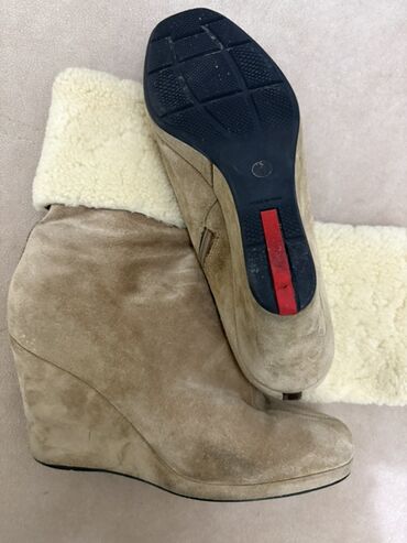 Çəkmələr: Qısaboğaz, Ölçü: 37, rəng - Bej, İşlənmiş — 5