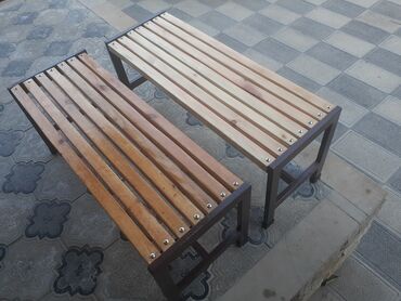 Skameykalar, lavoçkalar: Metall karkaslı skamya - Dizayn: Düz xəttli, arxalıqsız, 4 taxtalı — 6