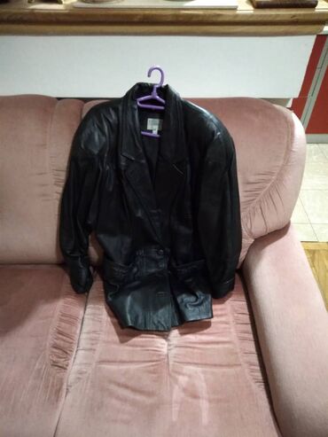 kozna jakna sa resama: XL (EU 42), Upotrebljenо, Jednobojni, bоја - Crna