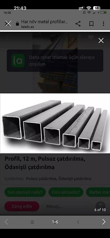 Metal məhsulları: Müxtəlif ölçülü kvadrat metal profillər. Bu profillər tikinti və — 3