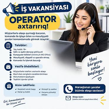 svarka isi: Çağrı mərkəzi operatoru tələb olunur, İstənilən yaş, Təcrübəsiz — 1