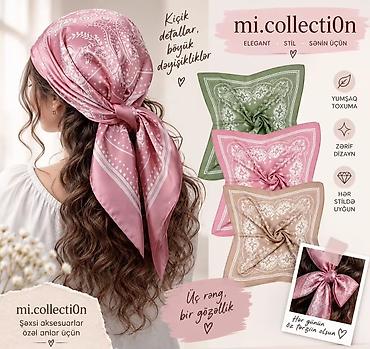qar geyimi: Zərif naxışlı ipək effektli bandana şərflər – mi.collecti0n.Tək — 1