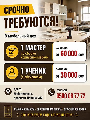 сантехник бишкеке: Требуется Мебельщик: Сборка мебели — 1
