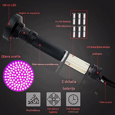 Rasveta: Nova UV lampa sa 100 svećica. Koristi šest AA baterije. Napravljena je — 2