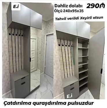 Dəhliz dolabları: Dəhliz dolabı – ölçü: 240×95×35 sm - Praktik dizayn: asılqanlı — 1