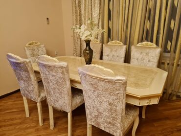 stol stul desti: Qonaq otağı üçün, Yeni, Açılmayan, Dördbucaq masa, 6 stul, Azərbaycan