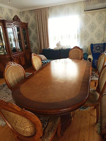 aile agaci: Klassik üslubda iri yemək masası və 6 ədəd stul dəsti - Forma: oval - — 2