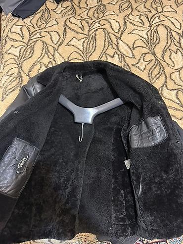 tebii deri: Kişi üçün ağır qış dəri kürk - Material: xarici hissə – qara təbii — 3