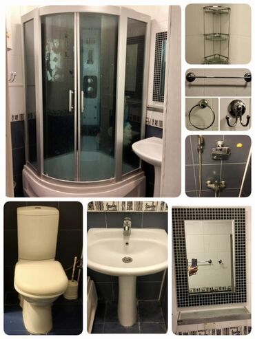 hamam ehmedli: Hamam üçün mebel dəsti, duş kabinəsi, unitaz, əlavə aksesuarlar və