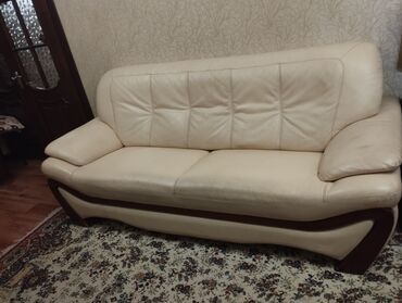 диваны кожаные бу: Модульный диван, цвет - Бежевый, Б/у