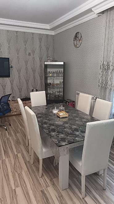 Qonaq otağı üçün, İşlənmiş, Açılmayan, Dördbucaq masa, 6 stul