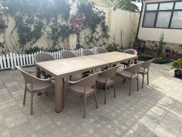 metbex stolu qiymeti: Balkon üçün, Açılmayan, Dördbucaq masa, 8 stul