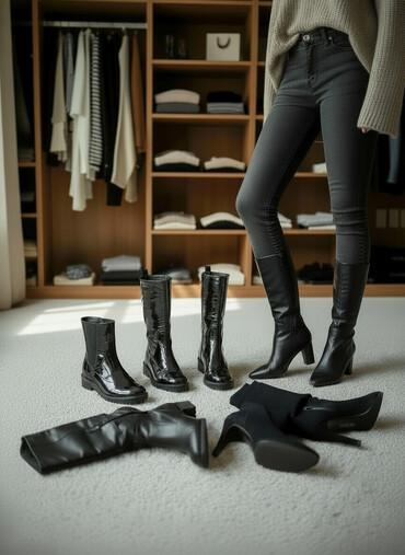 Ботинки и ботильоны: Женские осенне‑зимние сапоги и ботильоны — набор из нескольких пар — 1