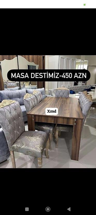 qelem seti: Masa dəsti – 450 AZN - Klassik üslubda yemək masası və yumşaq, düymə — 1