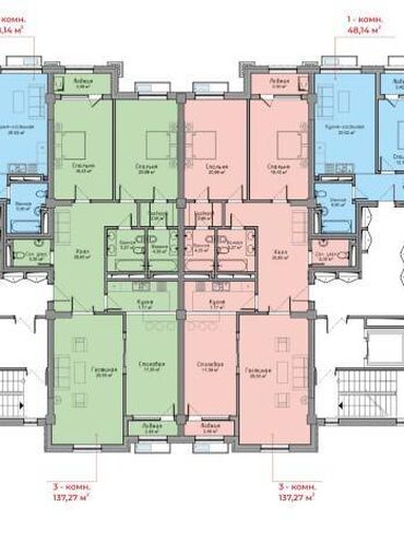 север: 3 комнаты, 137 м², 7 этаж, ПСО (под самоотделку)