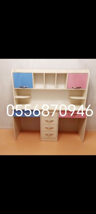 Uşaq masaları: Oğlan və qız üçün, Yeni, Siyirməsiz, Yazı masası, Stulsuz — 6