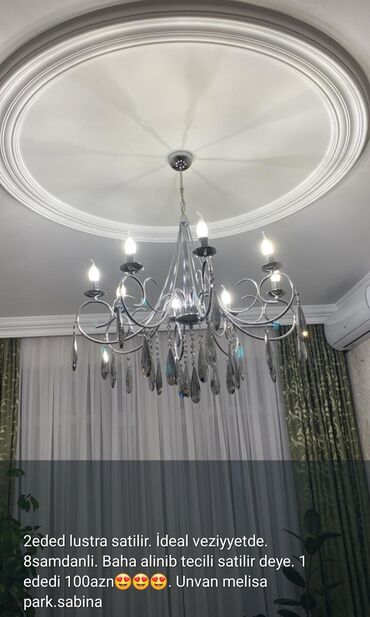 Digər ev dekoru: Çılçıraq, 8 lampa, Şüşə